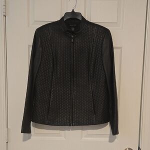 Valerie Stevens Woven Black Leather Jacket